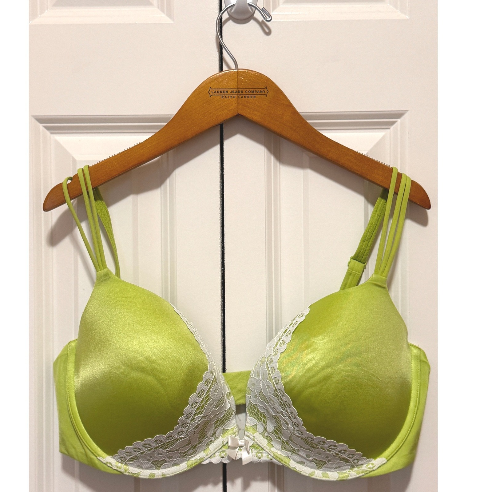 Victoria's Secret Very Sexy Lime Green Lace Push Up Bra 38dd Padded Underwire